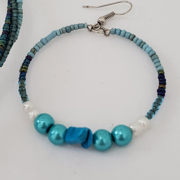 Blue Sea beads and pearl necklace set - Picture 4 of 5